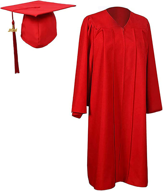 KUI Associates Degree Package - Matte Red Cap, Gown and Tassel