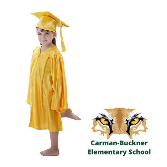Carman-Buckner Kindergarten Graduation Set – Shiny Gold Cap, Gown & Tassel Package