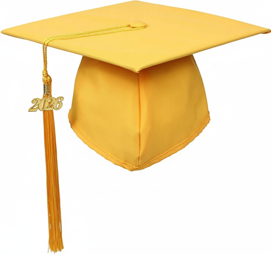 Matte Gold Graduation Cap with Tassel|Middle School