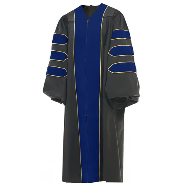 Royal Blue Deluxe Doctoral Gown with Gold Piping- Academic Regalia Royal Blue Deluxe Doctoral Gown with Gold Piping- Academic Regalia
