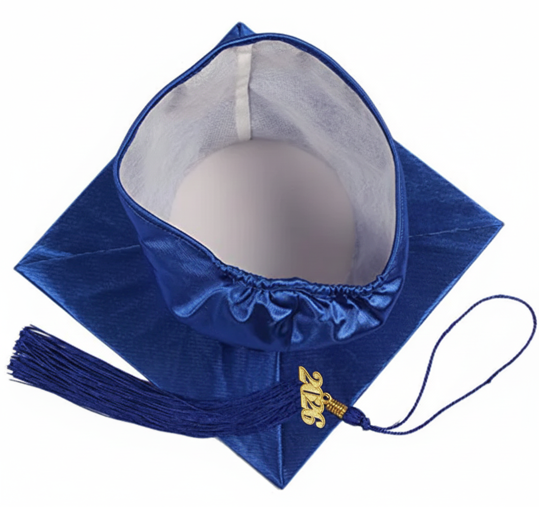 Shiny Royal Graduation Cap and Tassel