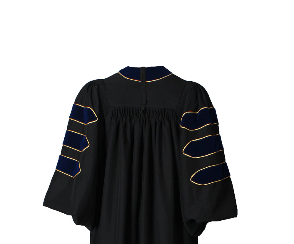 Deluxe Royal Blue Doctoral Gown with Gold Piping