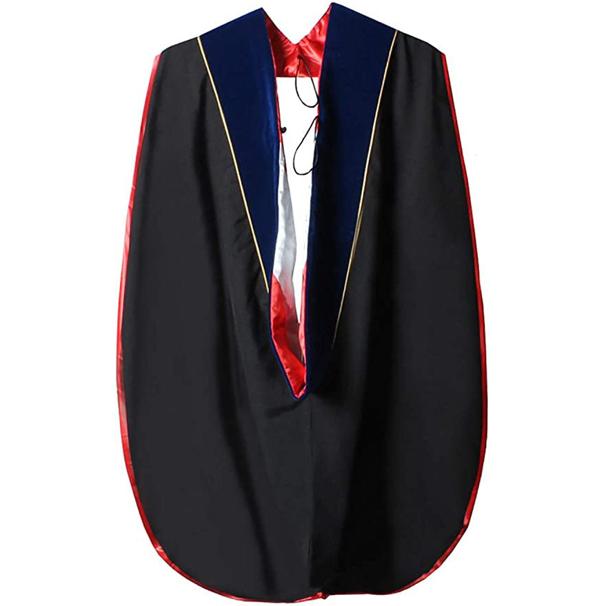 Doctorate Hood - Royal Blue Velvet - Red Lining - White Chevron - Gold Piping
