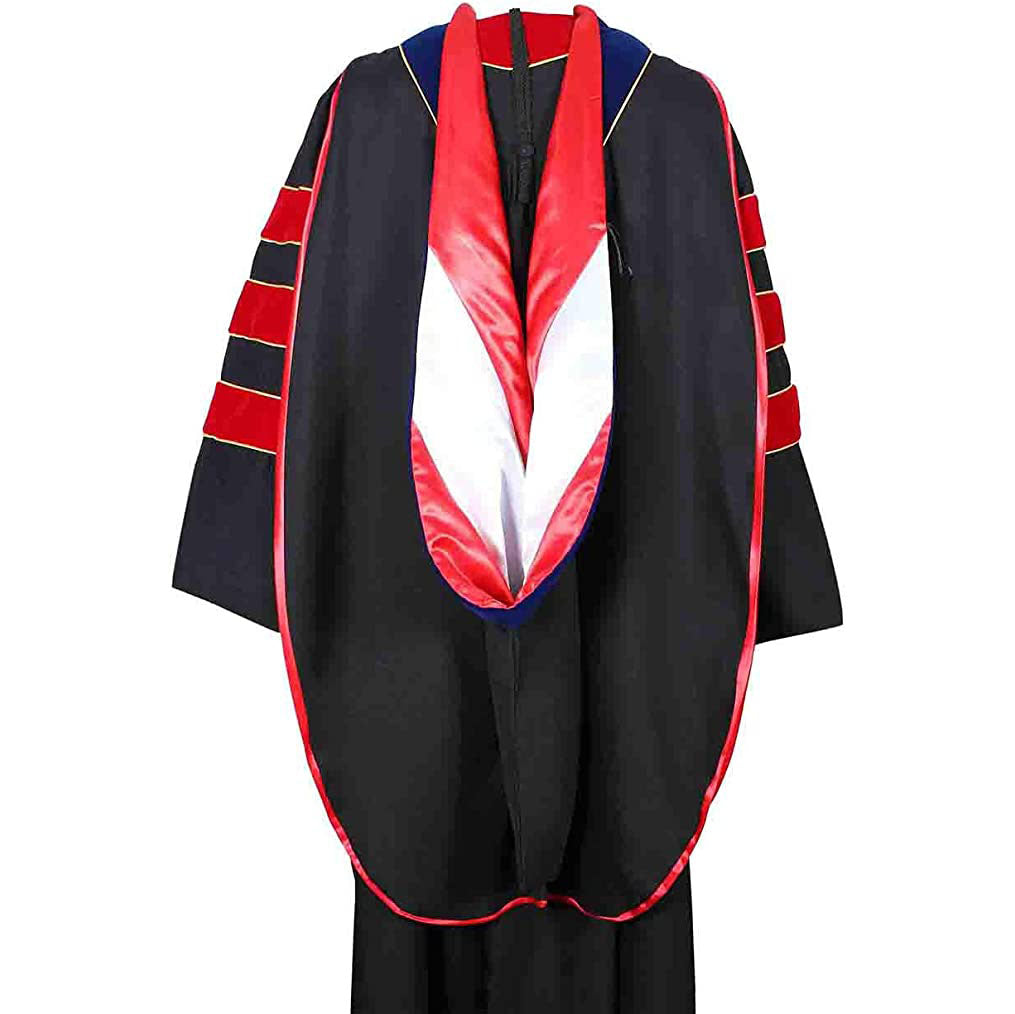 Doctorate Hood - Royal Blue Velvet - Red Lining - White Chevron - Gold Piping