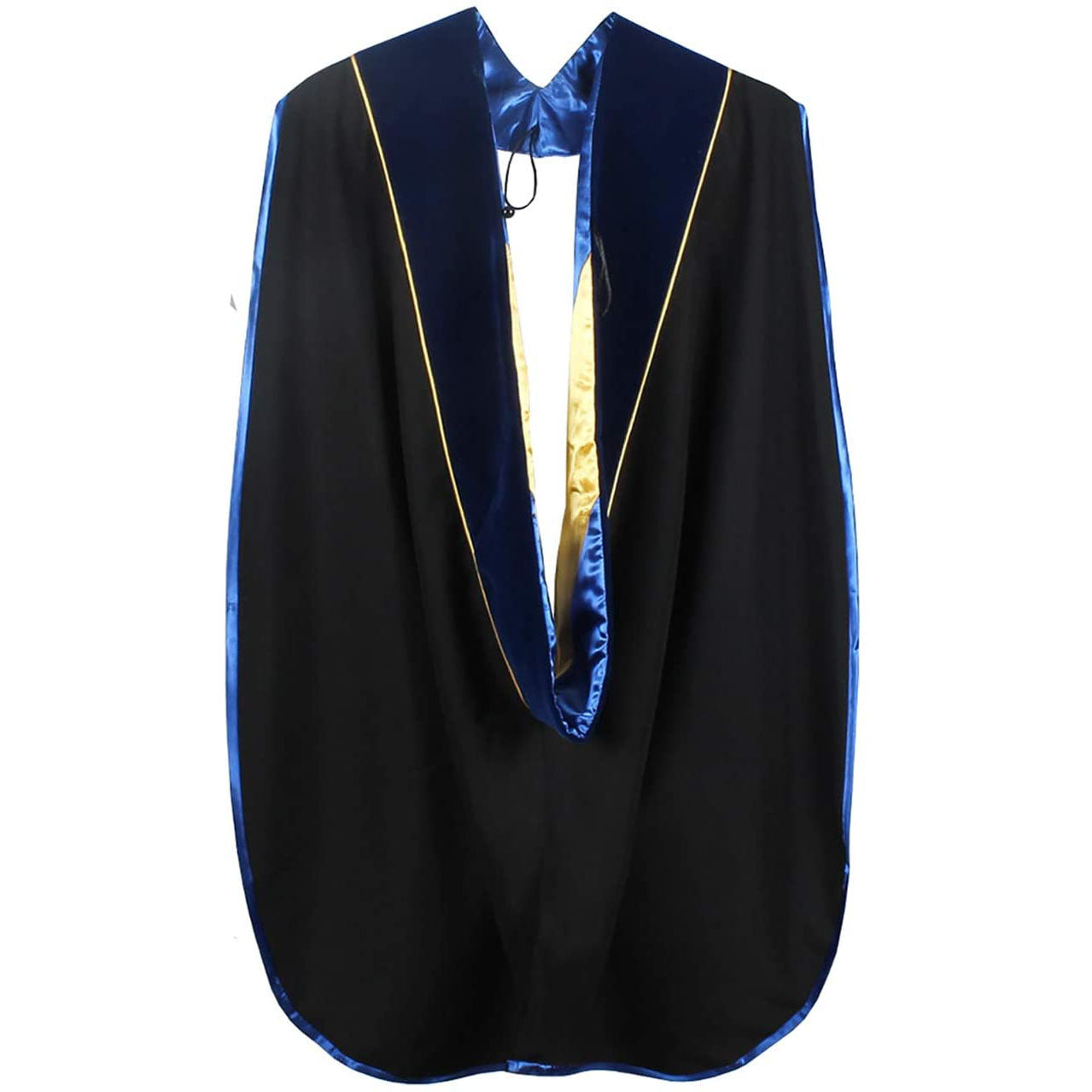 Doctorate Hood - Royal Blue Velvet - Royal Blue Lining - Gold Chevron - Gold Piping