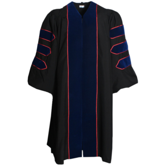 Royal Blue Deluxe Doctoral Gown with Red Piping- Academic Regalia