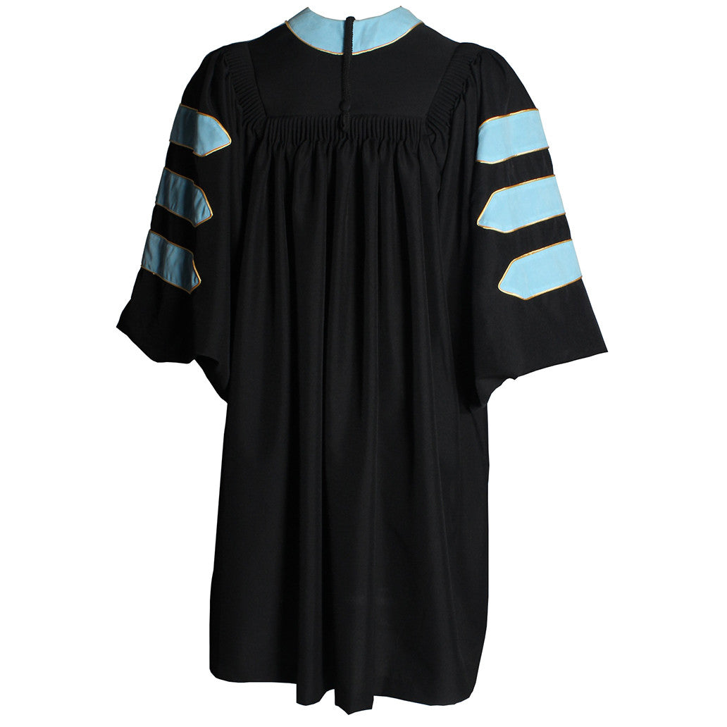 Light Blue Deluxe Doctoral Gown with Gold Piping - Academic Regalia