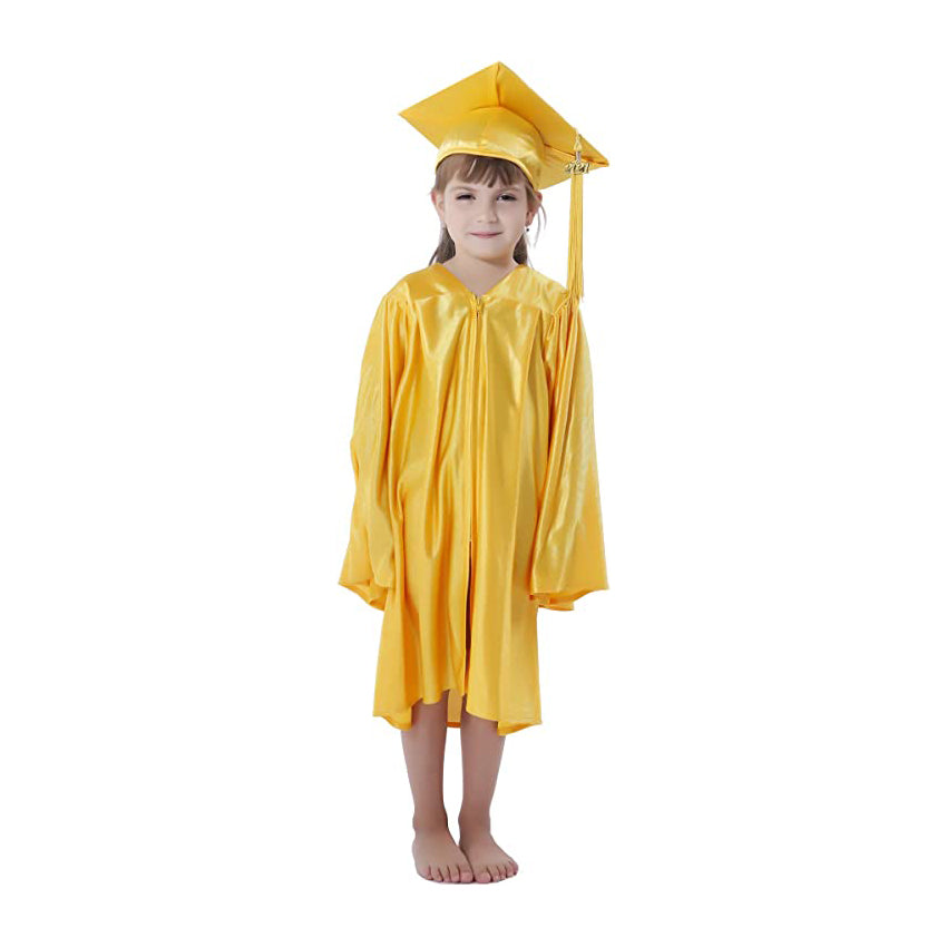 Shiny Kinder Gold Cap, Gown & Tassel