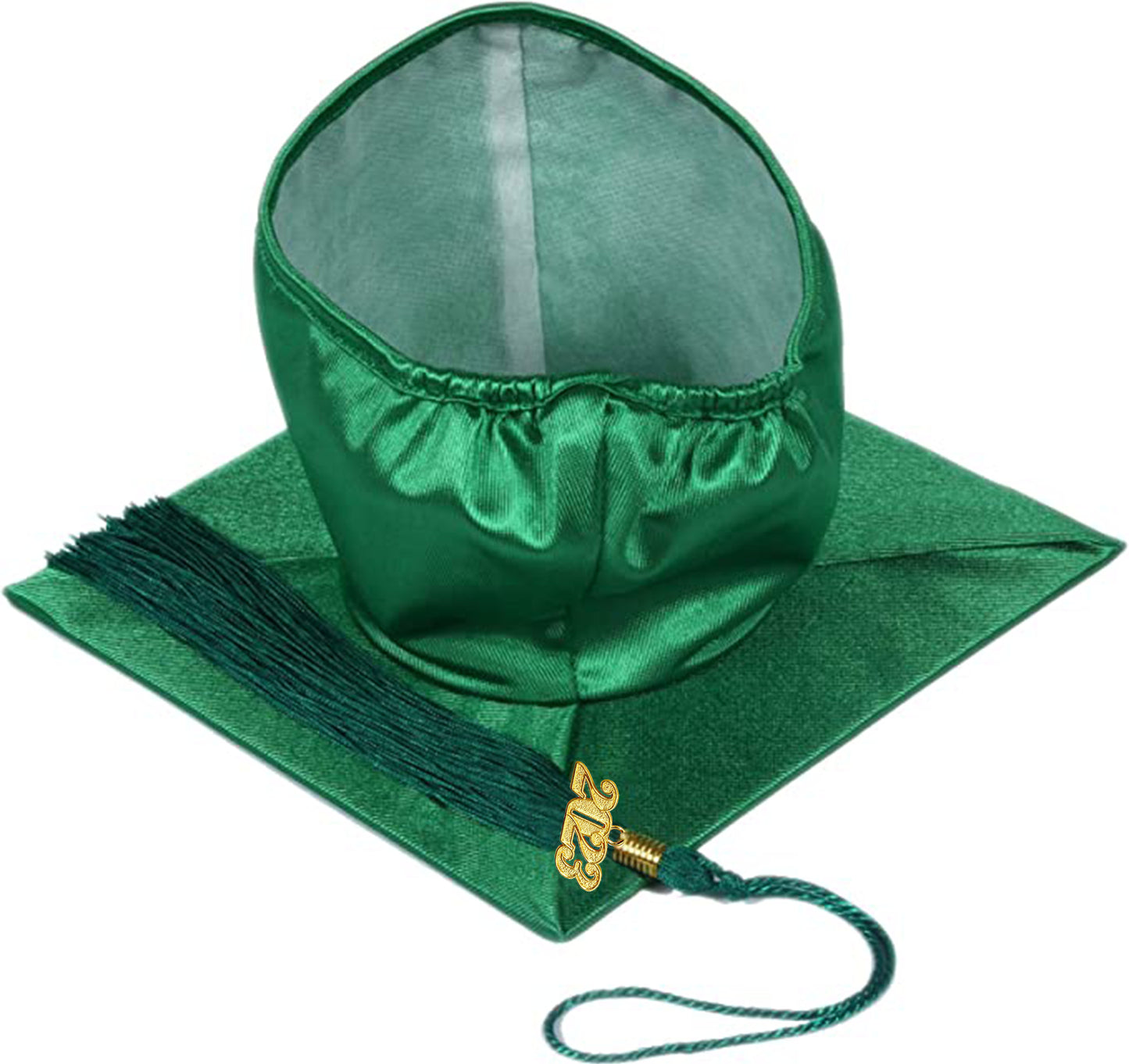 Shiny Kelly Green Graduation Cap and Tassel