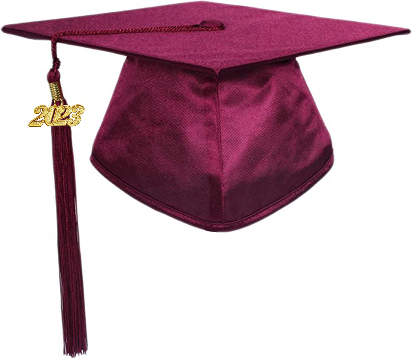 Shiny Maroon Graduation Cap and Tassel