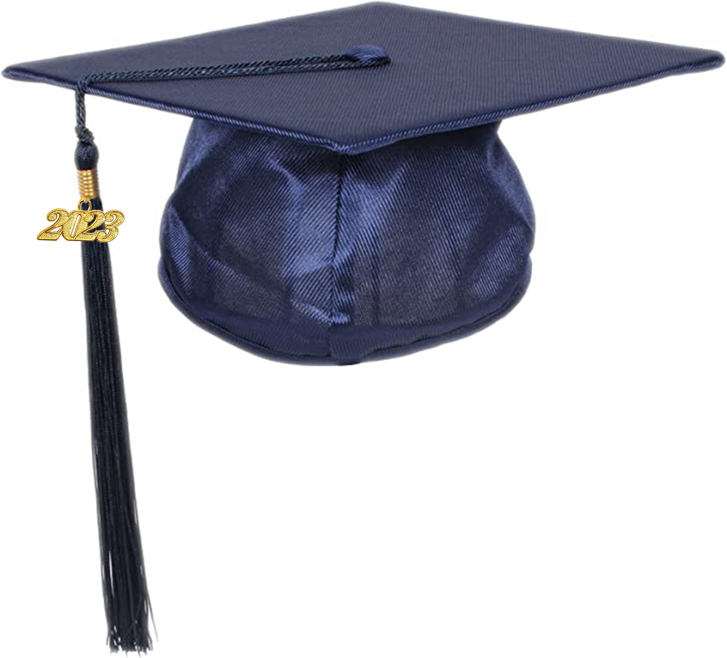 Shiny Navy Graduation Cap and Tassel