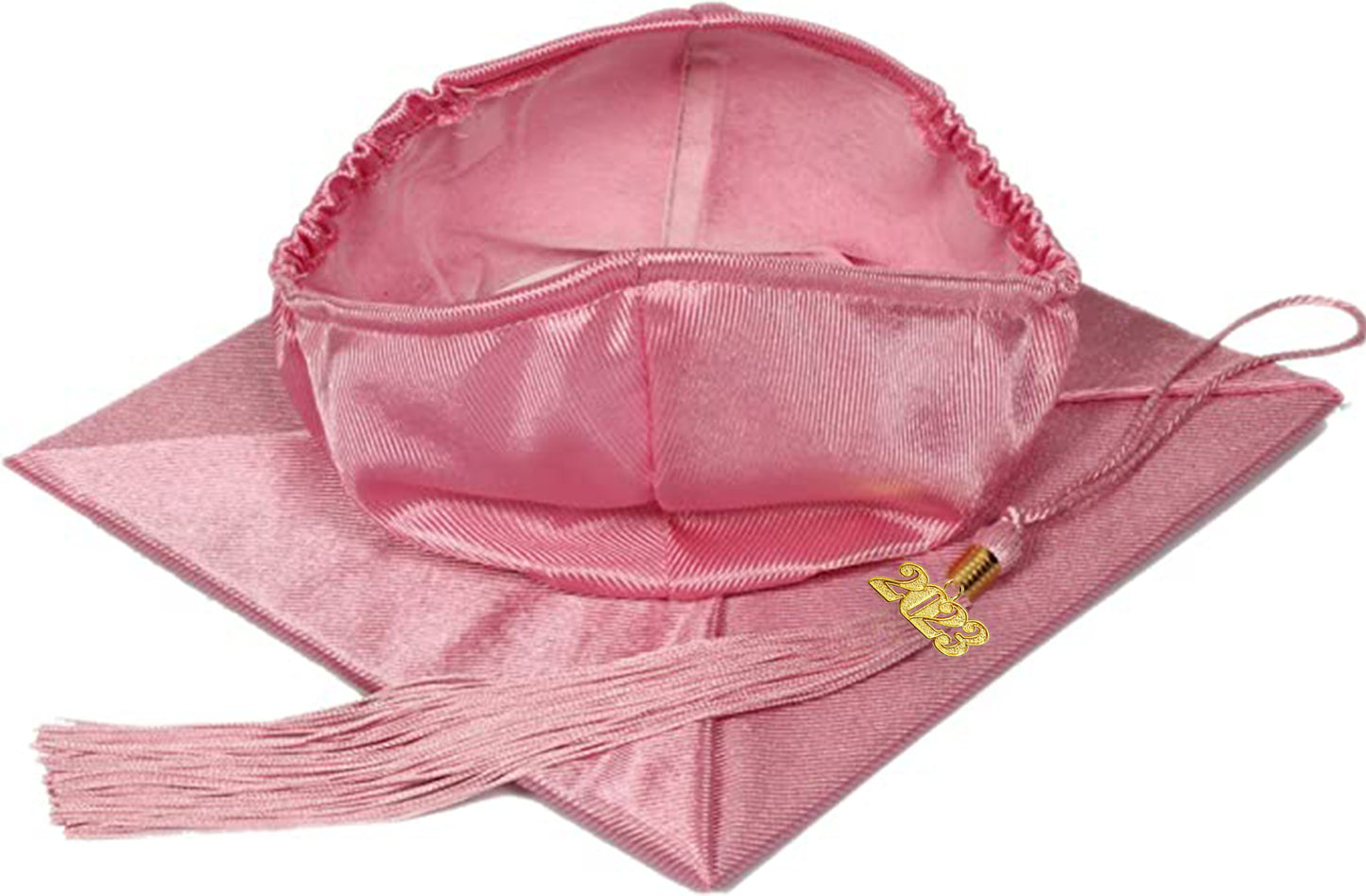 Shiny Pink Graduation Cap and Tassel