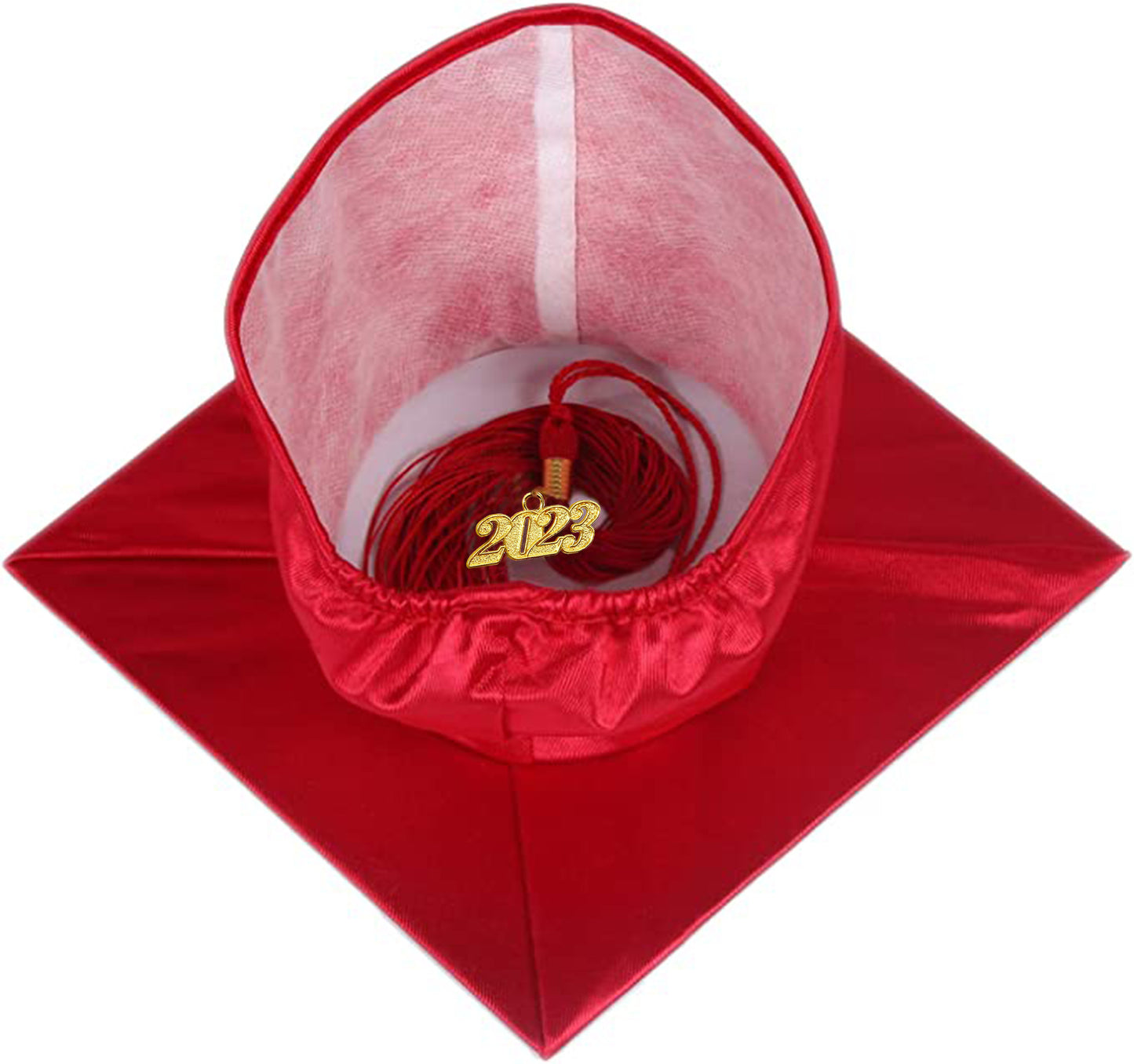 Shiny Red Graduation Cap and Tassel