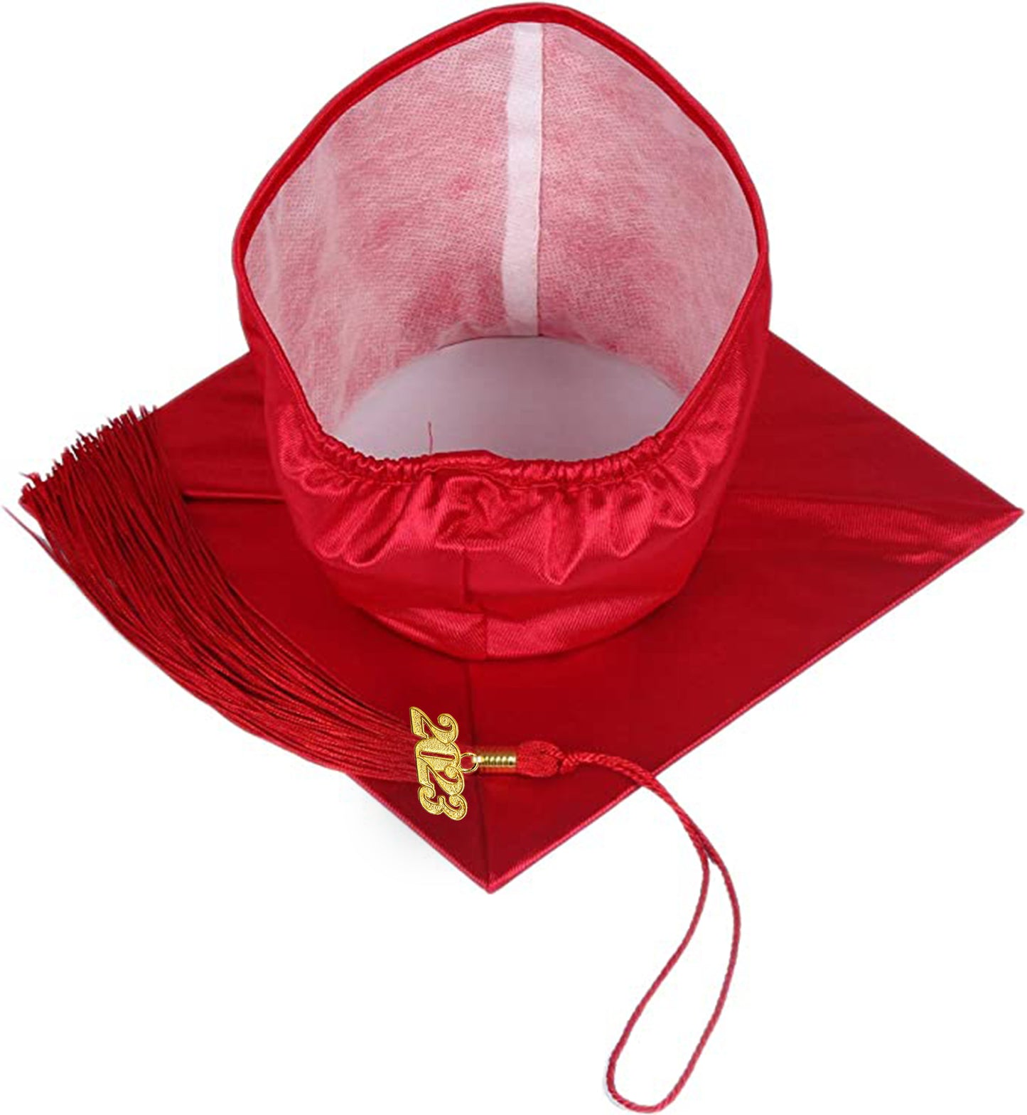 Shiny Red Graduation Cap and Tassel