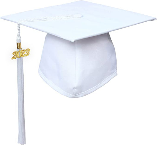 Matte White Graduation Cap and Tassel