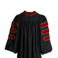 KUI Doctoral Cap and Gown Package - Deluxe Scarlet Doctoral Gown w/Gold Piping + Doctoral Hood w/ Scarlet Velvet Maroon Lining and White Chevron + 8 Sided Black Velvet Doctoral Tam