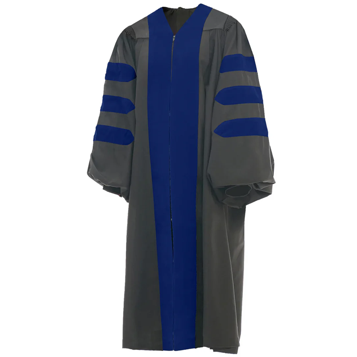 Deluxe Doctoral Gown - No Piping - Red, Black or Royal