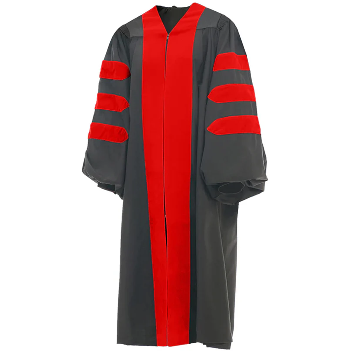 Deluxe Doctoral Gown - No Piping - Red, Black or Royal