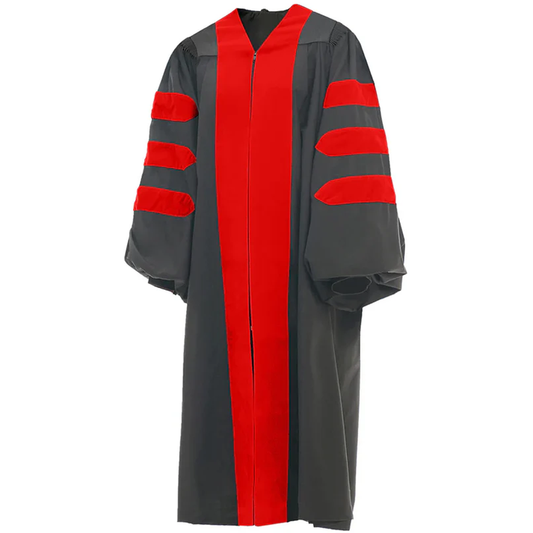 Deluxe Doctoral Gown - No Piping - Red, Black or Royal
