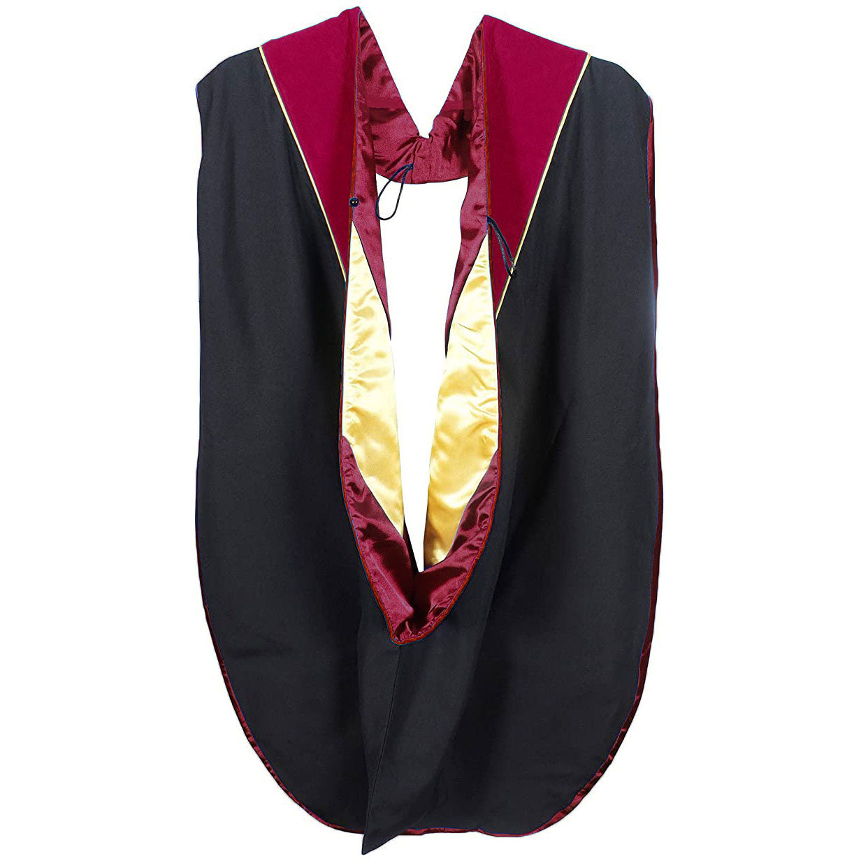 Doctorate Hood - Maroon Velvet - Maroon Lining - Gold Chevron - Gold Piping