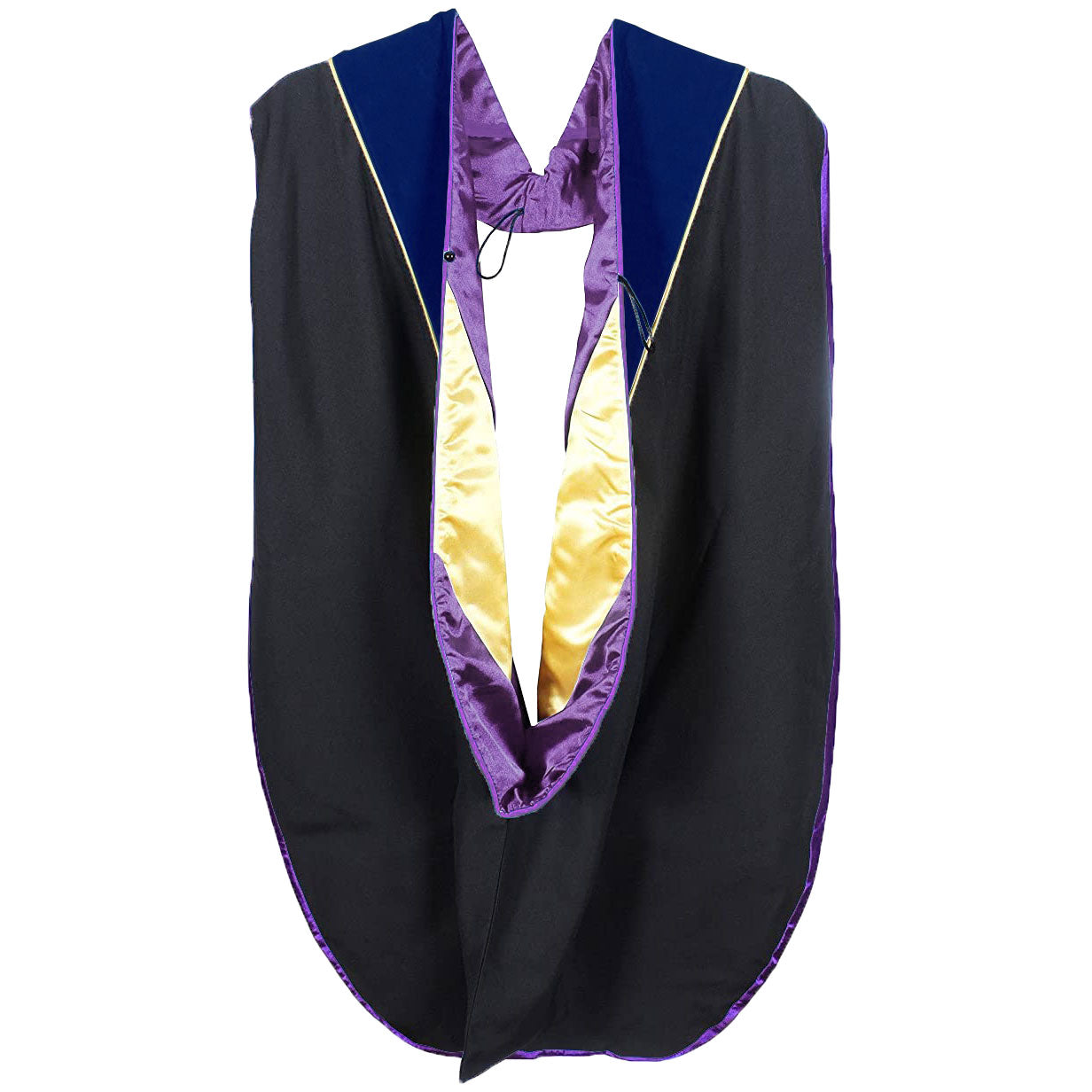 Doctorate Hood - Royal Blue Velvet - Purple Lining - Gold Chevron - Gold Piping