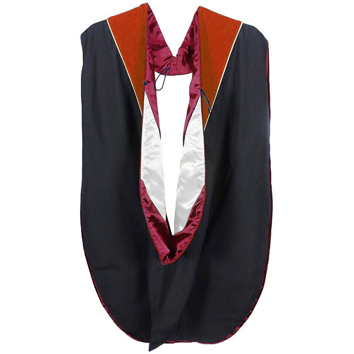 Doctorate Hood - Scarlet Velvet - Scarlet Lining - White Chevron - Gold Piping