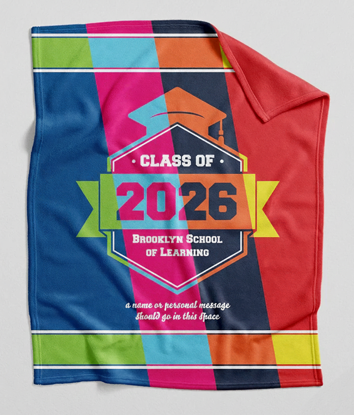 Personalized Class of 2026 Graduation Blanket – 16+ Color Options for Custom Senior Gift