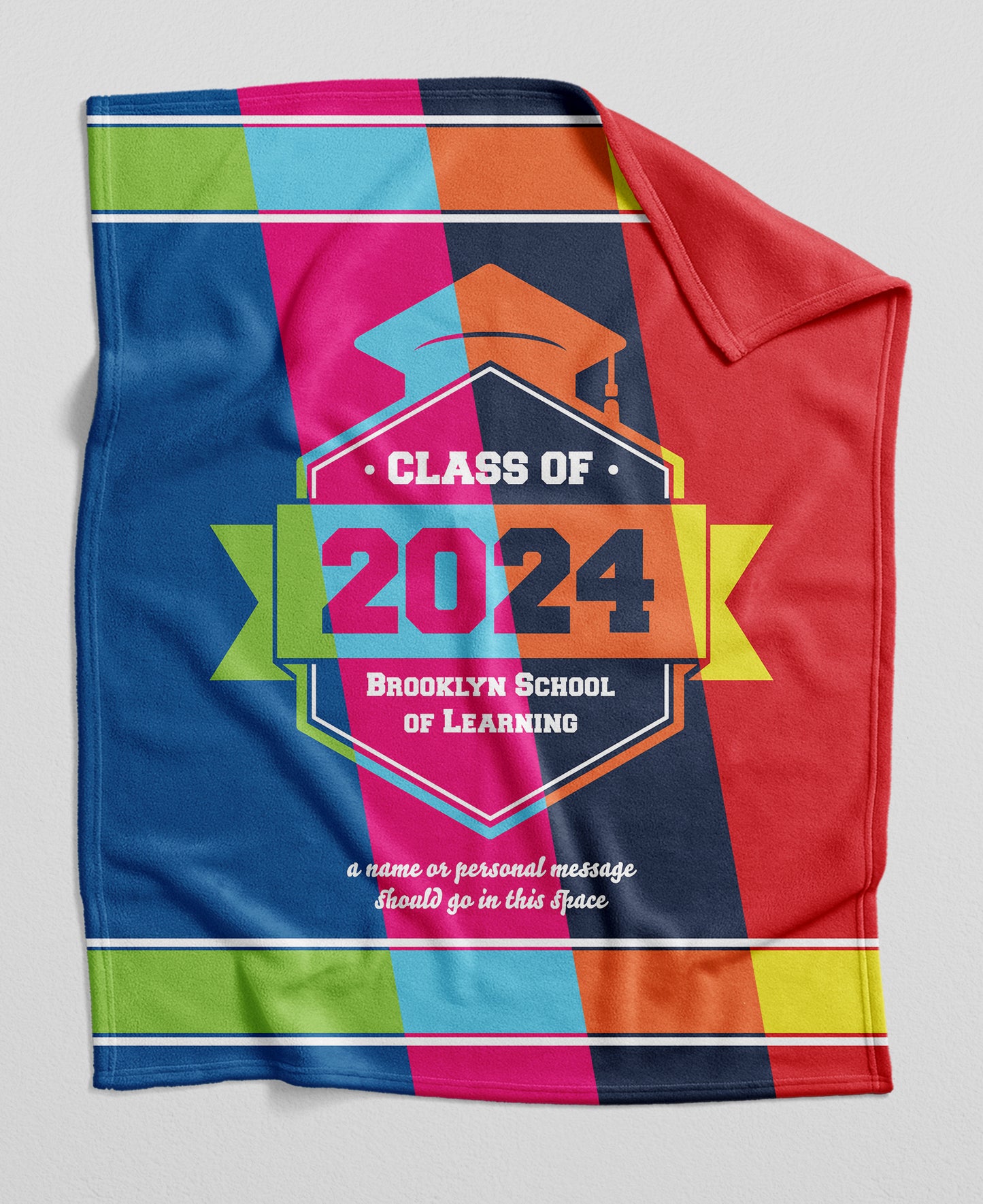 Custom Color Class of 2024 Throw Blanket Graduation Gift with Over 16 Color Combinations