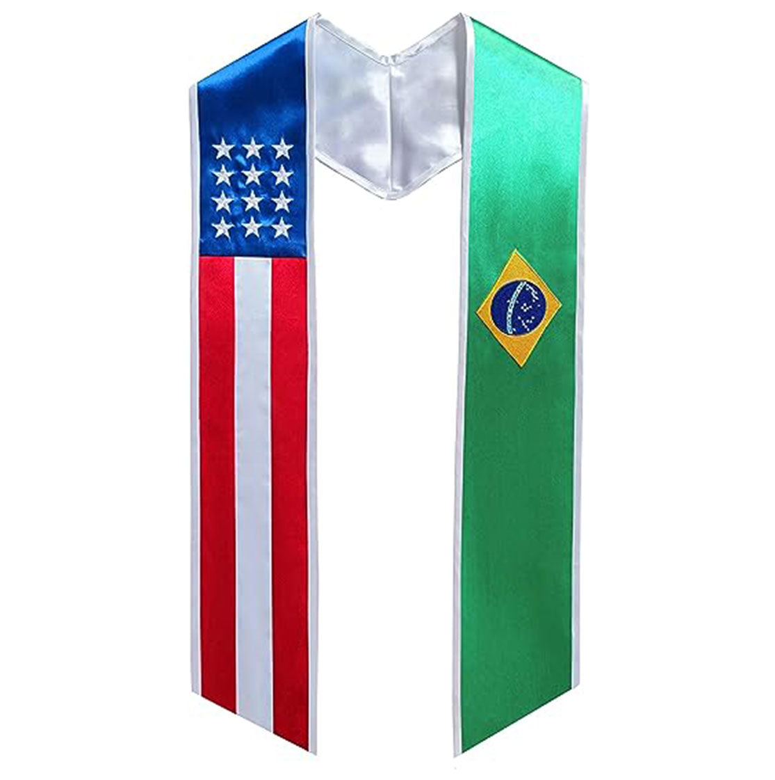 Brazil/USA Flag Graduation Stole - Flag Sashes for Graduates