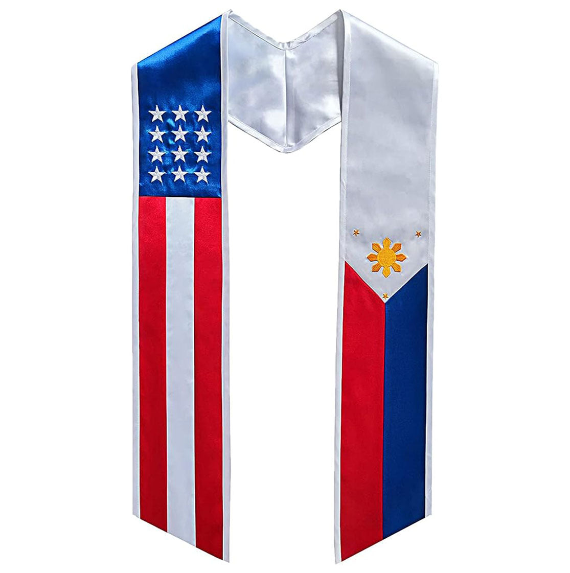 Philippines/USA Flag Graduation Stole - Flag Sashes for Graduates