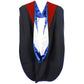 KUI Masters Cap and Gown Package - Economy Masters Black Cap, Gown & Tassel + Masters Hood w/ Scarlet Velvet, Royal Lining and White Chevron