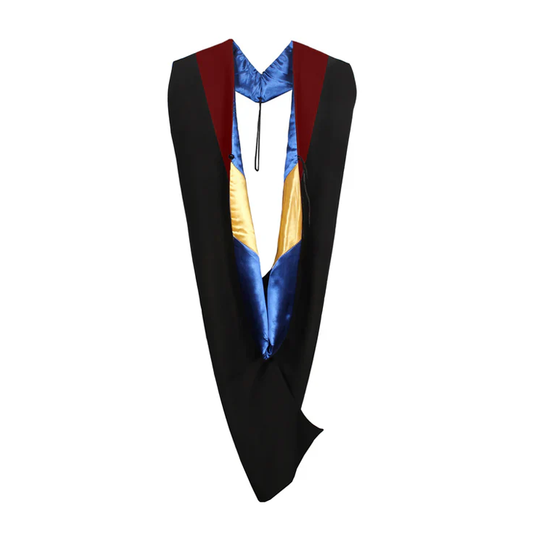 Master Hood - Maroon Velvet - Royal Blue Lining - Gold Chevron