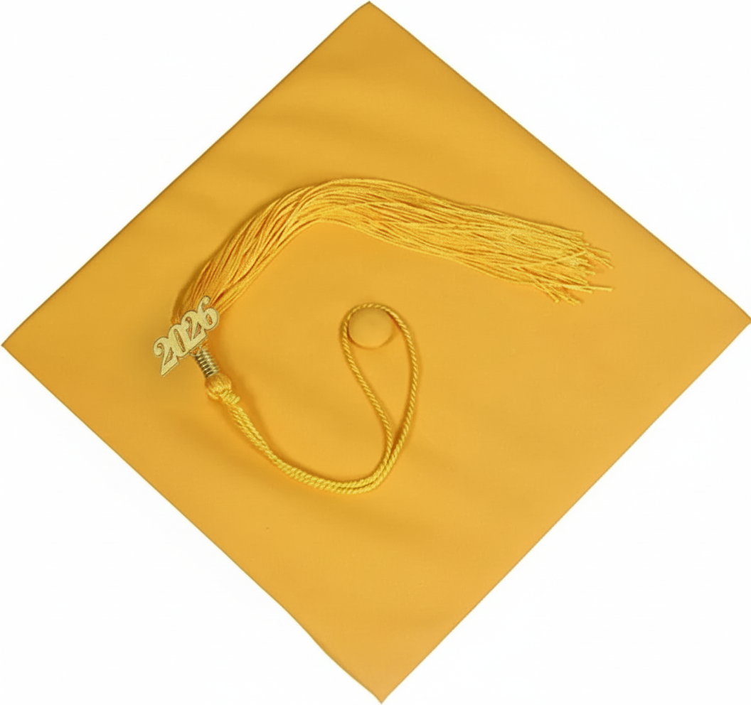 Matte Gold Graduation Cap and Tassel