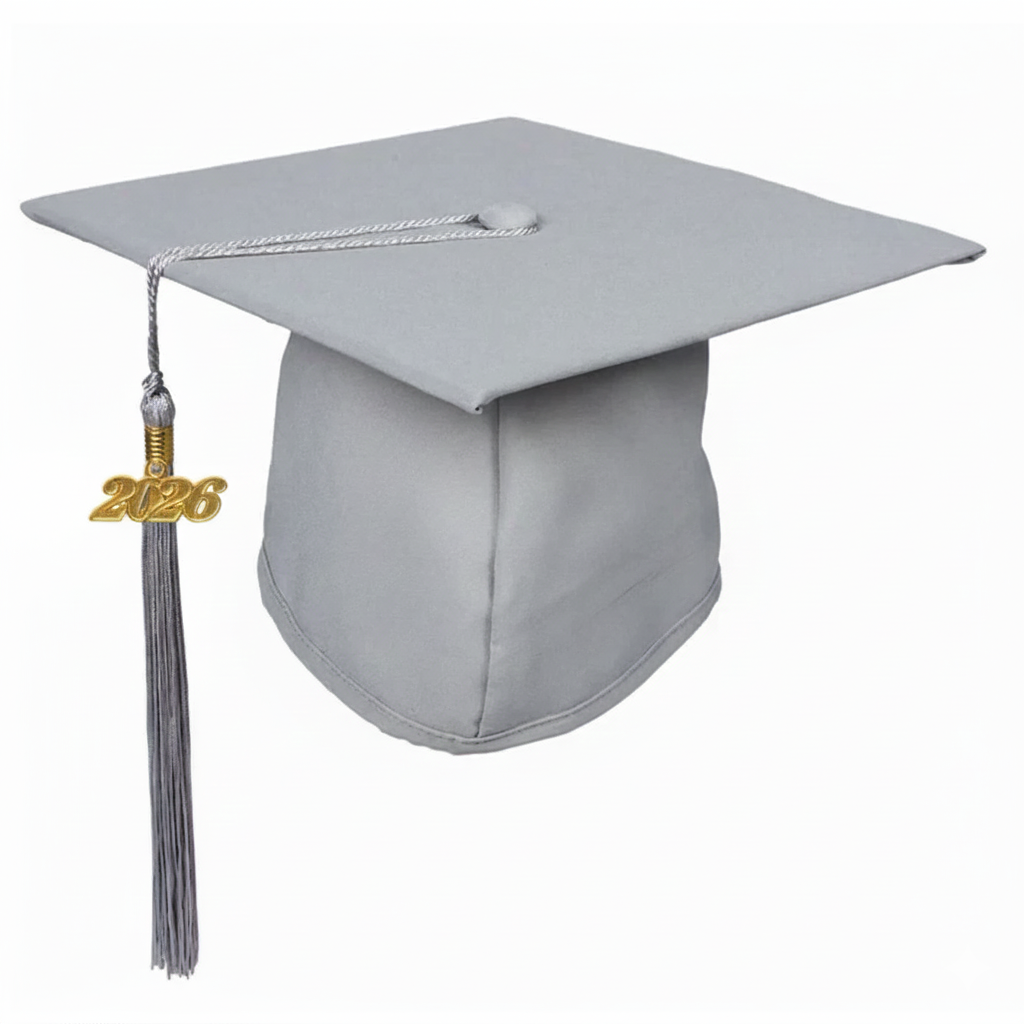 Matte Gray (Silver) Graduation Cap and Tassel