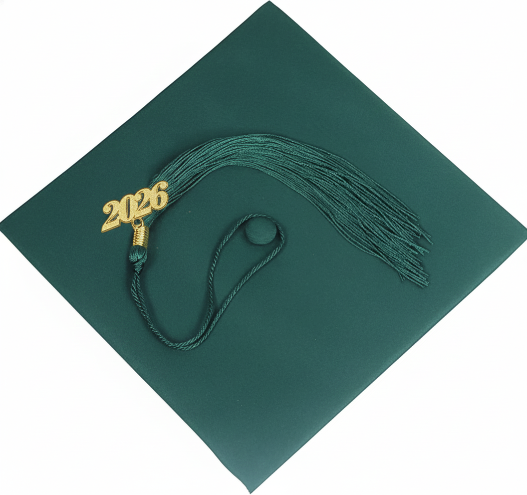 Matte Hunter Green Graduation Cap and Tassel