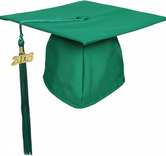 Matte Kelly Green Graduation Cap and Tassel