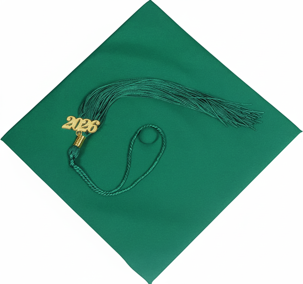 Matte Kelly Green Graduation Cap and Tassel