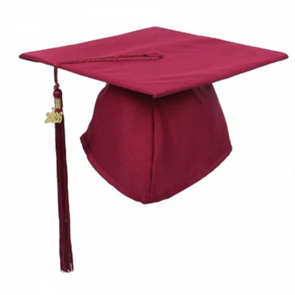 Matte Maroon Graduation Cap and Tassel