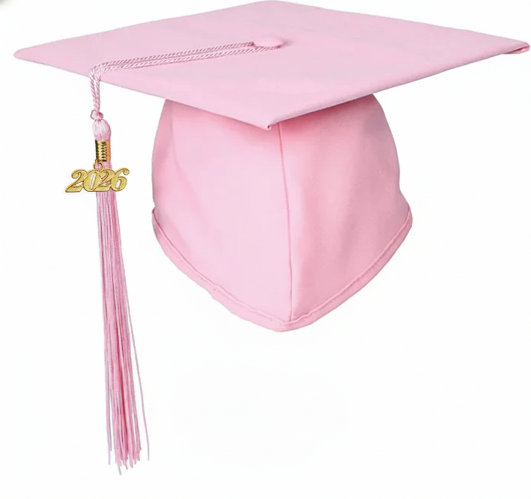 Matte Pink Graduation Cap and Tassel