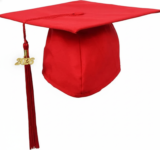 Matte Red Graduation Cap and Tassel