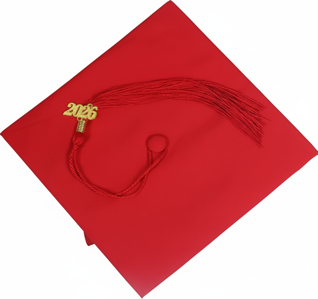 Matte Red Graduation Cap and Tassel