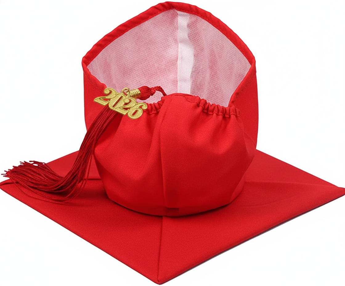 Matte Red Graduation Cap and Tassel