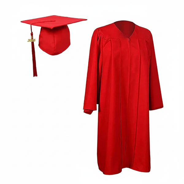 Matte Red Graduation Gown & Cap 60 (6'3'' - 6'5'') Matte Red Graduation Gown & Cap 60 (6'3'' - 6'5'')