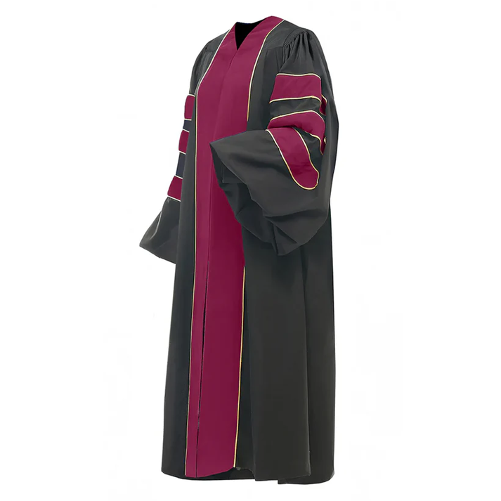 Red Doctorate Robe Rose Red Deluxe Doctoral Gown with Gold Piping - Academic Regalia
