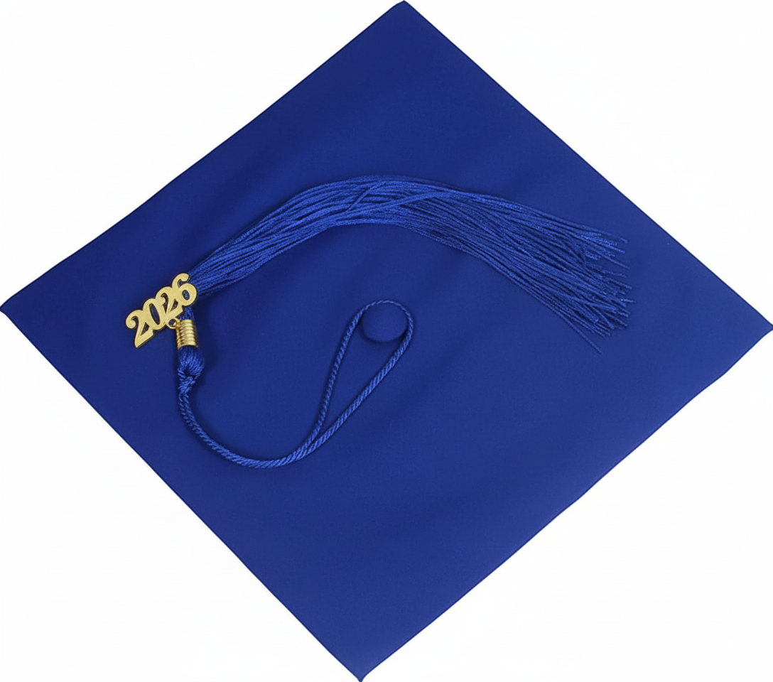Matte Royal Blue Graduation Cap and Tassel