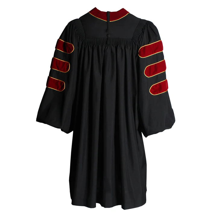 Scarlet Deluxe Doctoral Gown with Gold Piping- Academic Regalia