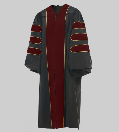 Maroon Deluxe Doctoral Gown with Gold Piping - Academic Regalia