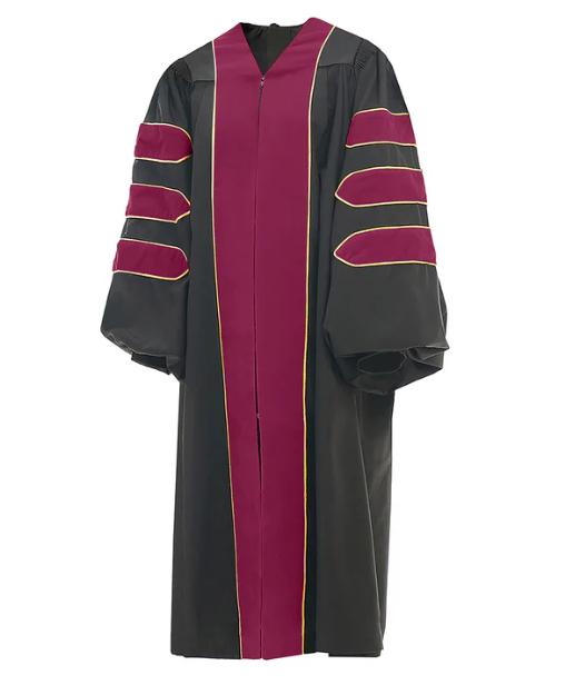 Rose Red Deluxe Doctoral Gown with Gold Piping - Academic Regalia