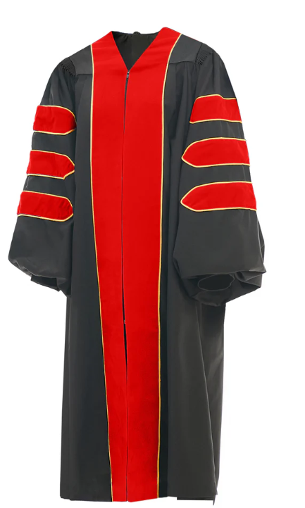 Red Deluxe Doctoral Gown with Gold Piping- Academic Regalia