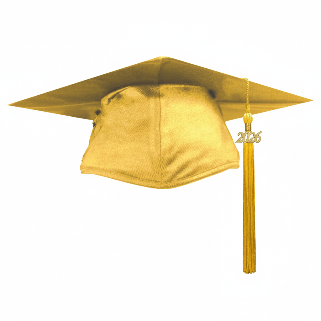 Shiny Antique Gold Graduation Cap and Tassel